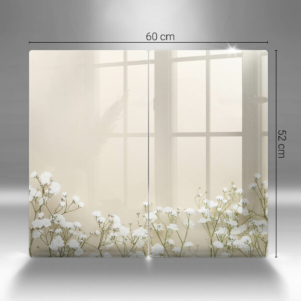 Osłona ściany przy kuchence gazowej Gipsówka boho kwiaty