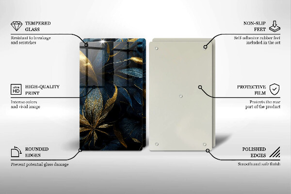 Osłona ściany przy kuchence gazowej Ozdobne liście ze złotem