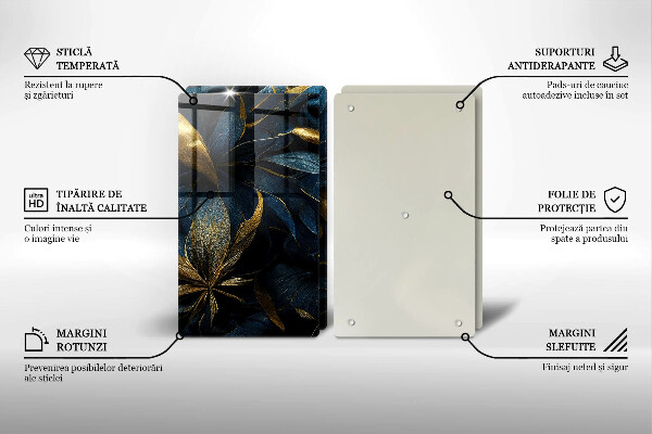 Osłona ściany przy kuchence gazowej Ozdobne liście ze złotem