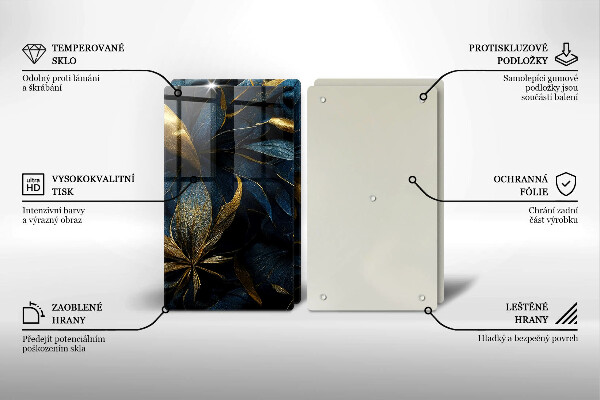 Osłona ściany przy kuchence gazowej Ozdobne liście ze złotem