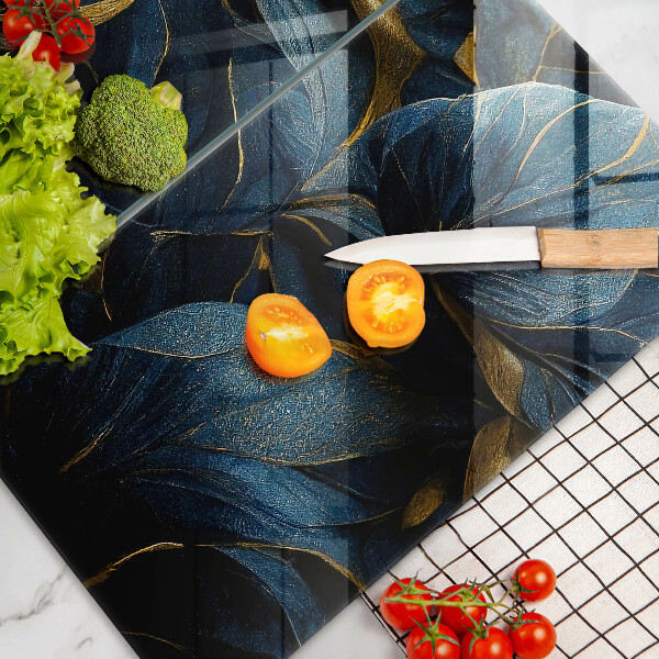 Osłona ściany przy kuchence gazowej Ozdobne liście ze złotem