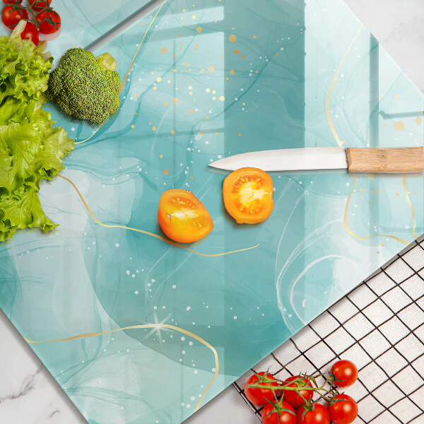 Osłona ściany przy kuchence gazowej Błękitno-złota abstrakcja