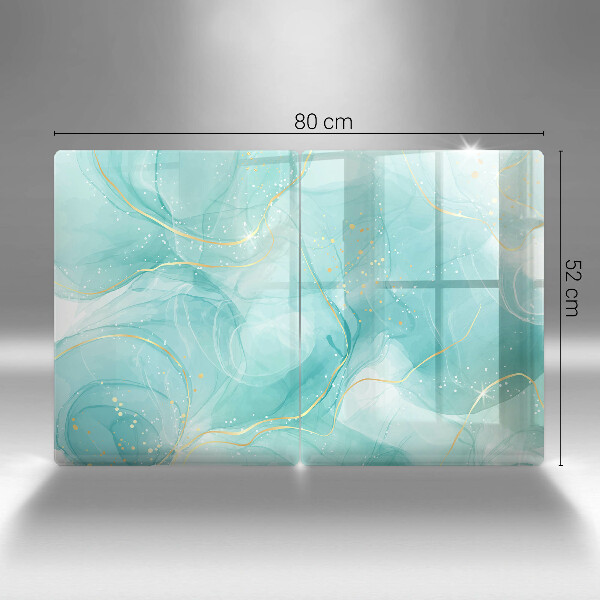 Osłona ściany przy kuchence gazowej Błękitno-złota abstrakcja