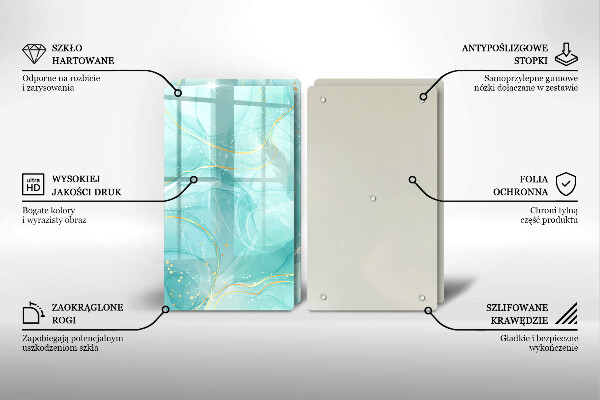 Osłona ściany przy kuchence gazowej Błękitno-złota abstrakcja