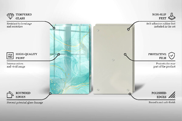 Osłona ściany przy kuchence gazowej Błękitno-złota abstrakcja