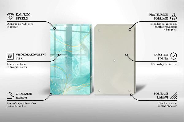 Osłona ściany przy kuchence gazowej Błękitno-złota abstrakcja