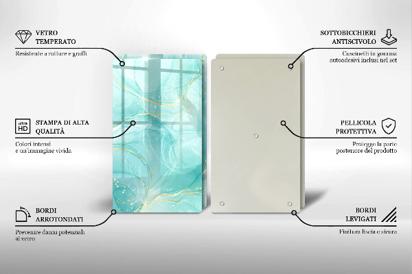 Osłona ściany przy kuchence gazowej Błękitno-złota abstrakcja