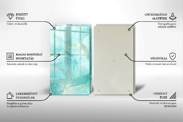 Osłona ściany przy kuchence gazowej Błękitno-złota abstrakcja