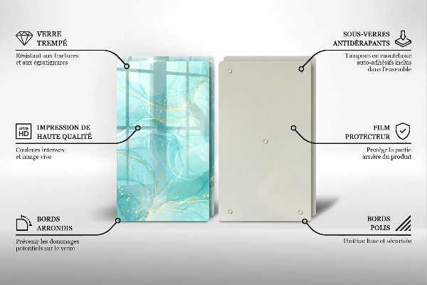 Osłona ściany przy kuchence gazowej Błękitno-złota abstrakcja