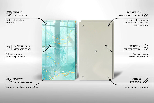 Osłona ściany przy kuchence gazowej Błękitno-złota abstrakcja