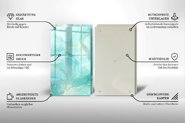 Osłona ściany przy kuchence gazowej Błękitno-złota abstrakcja