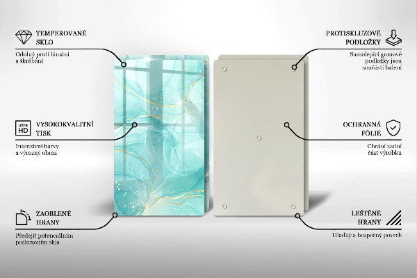 Osłona ściany przy kuchence gazowej Błękitno-złota abstrakcja