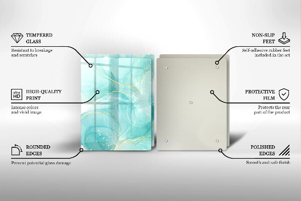 Osłona ściany przy kuchence gazowej Błękitno-złota abstrakcja