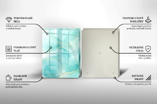 Osłona ściany przy kuchence gazowej Błękitno-złota abstrakcja