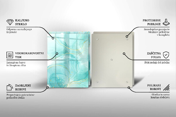 Osłona ściany przy kuchence gazowej Błękitno-złota abstrakcja