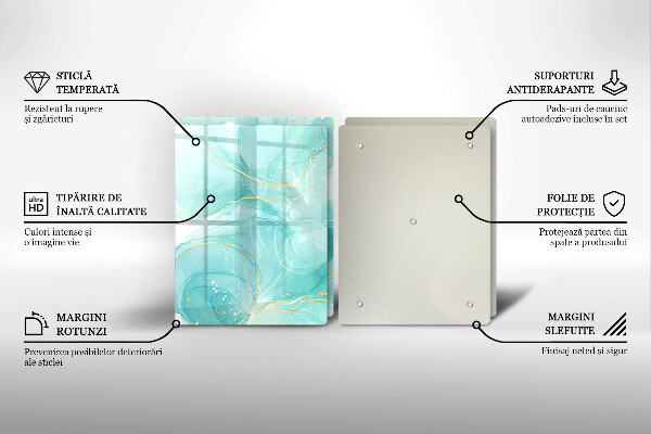 Osłona ściany przy kuchence gazowej Błękitno-złota abstrakcja