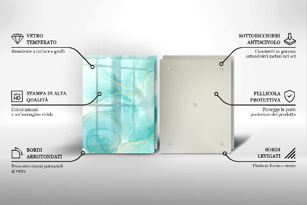 Osłona ściany przy kuchence gazowej Błękitno-złota abstrakcja