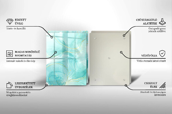 Osłona ściany przy kuchence gazowej Błękitno-złota abstrakcja