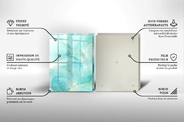 Osłona ściany przy kuchence gazowej Błękitno-złota abstrakcja
