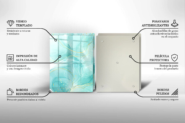 Osłona ściany przy kuchence gazowej Błękitno-złota abstrakcja