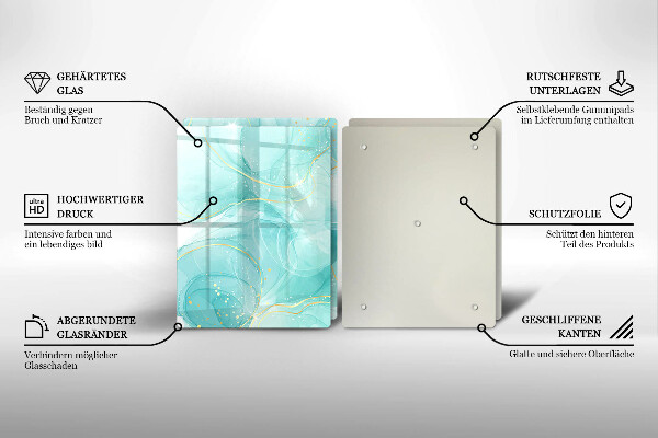 Osłona ściany przy kuchence gazowej Błękitno-złota abstrakcja