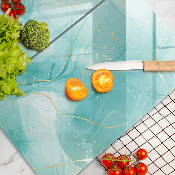 Osłona ściany przy kuchence gazowej Błękitno-złota abstrakcja