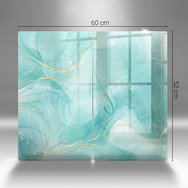 Osłona ściany przy kuchence gazowej Błękitno-złota abstrakcja