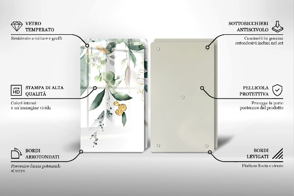 Ochrona na ścianę w kuchni Akwarelowe liście