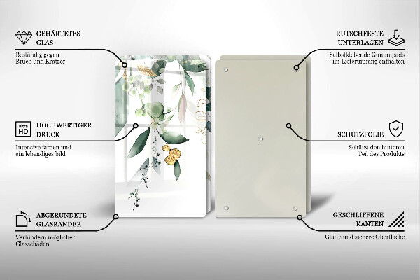 Ochrona na ścianę w kuchni Akwarelowe liście