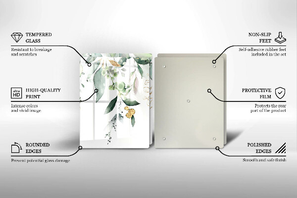 Ochrona na ścianę w kuchni Akwarelowe liście