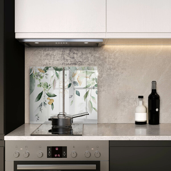 Ochrona na ścianę w kuchni Akwarelowe liście