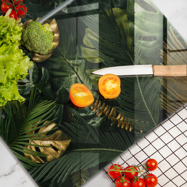 Osłona ściany przy kuchence gazowej Złote liście monstery