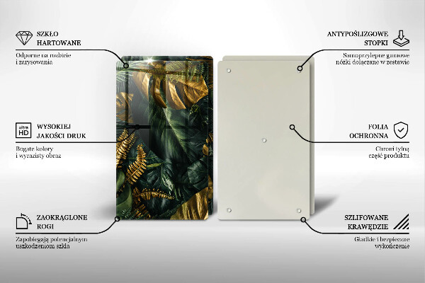 Osłona ściany przy kuchence gazowej Złote liście monstery