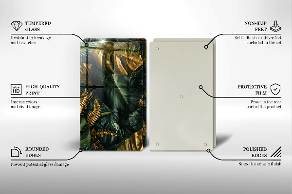 Osłona ściany przy kuchence gazowej Złote liście monstery