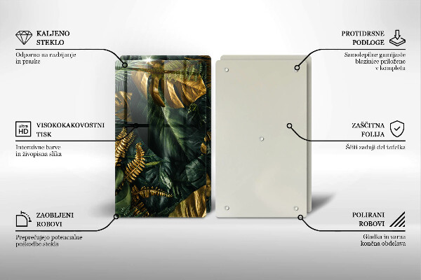 Osłona ściany przy kuchence gazowej Złote liście monstery