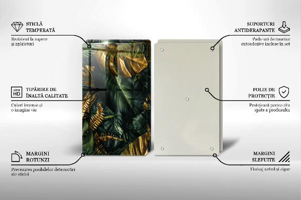 Osłona ściany przy kuchence gazowej Złote liście monstery