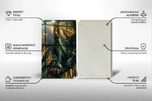 Osłona ściany przy kuchence gazowej Złote liście monstery