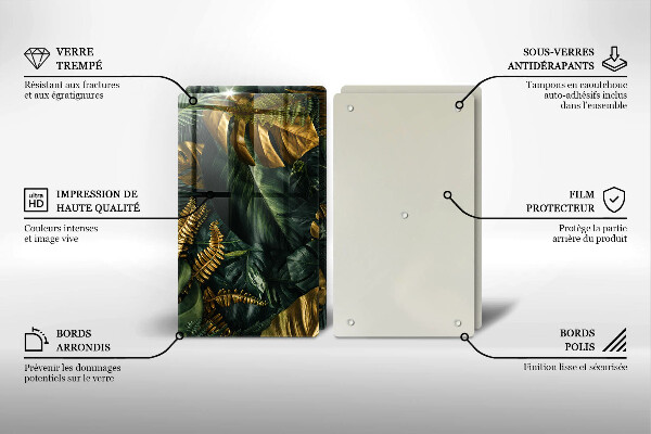 Osłona ściany przy kuchence gazowej Złote liście monstery