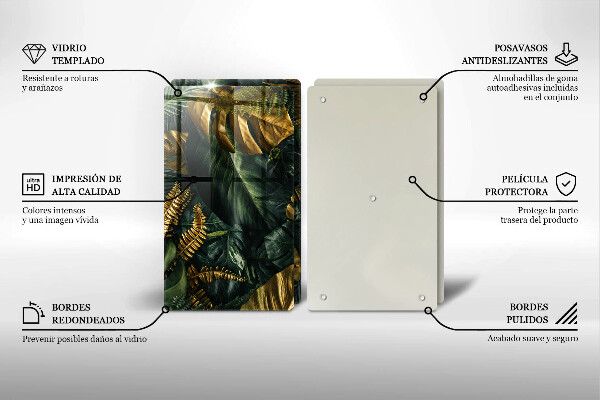 Osłona ściany przy kuchence gazowej Złote liście monstery