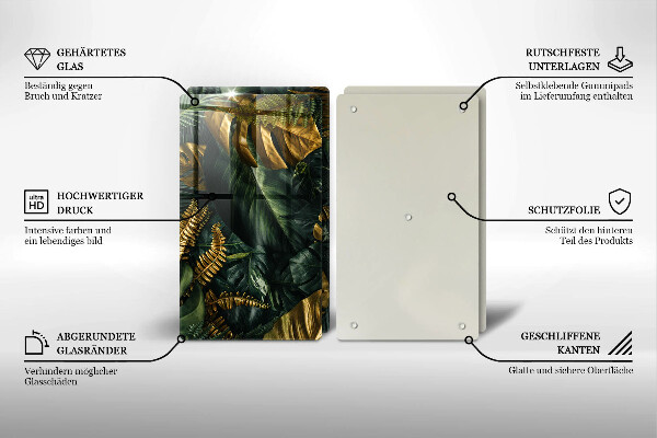 Osłona ściany przy kuchence gazowej Złote liście monstery