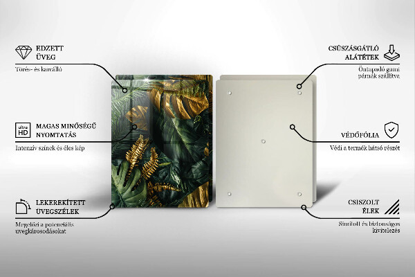 Osłona ściany przy kuchence gazowej Złote liście monstery