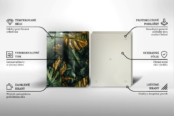 Osłona ściany przy kuchence gazowej Złote liście monstery