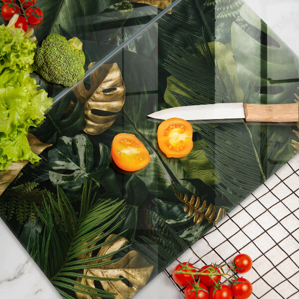 Osłona ściany przy kuchence gazowej Złote liście monstery