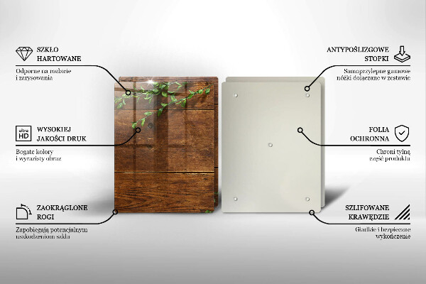 Osłona ściany przy kuchence gazowej Drewniane deski i liście