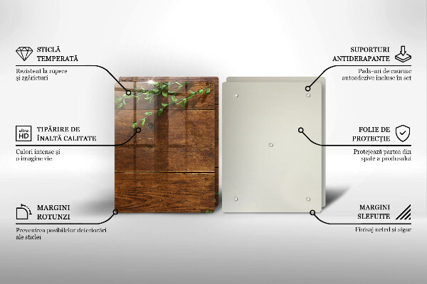 Osłona ściany przy kuchence gazowej Drewniane deski i liście