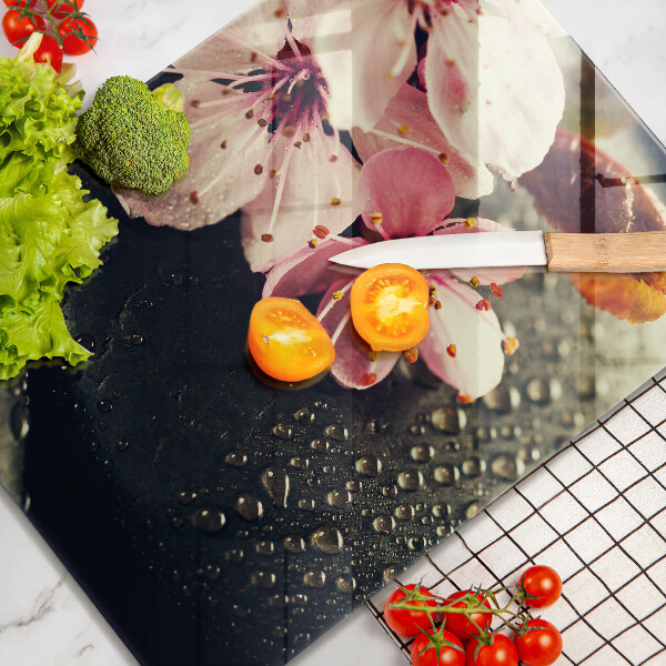 Osłona na ścianę w kuchni Kwiaty kamienie zen