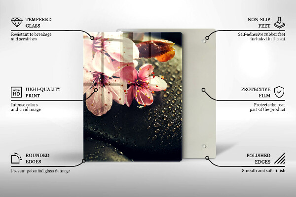 Osłona na ścianę w kuchni Kwiaty kamienie zen