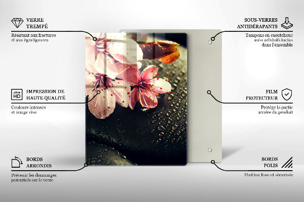 Osłona na ścianę w kuchni Kwiaty kamienie zen