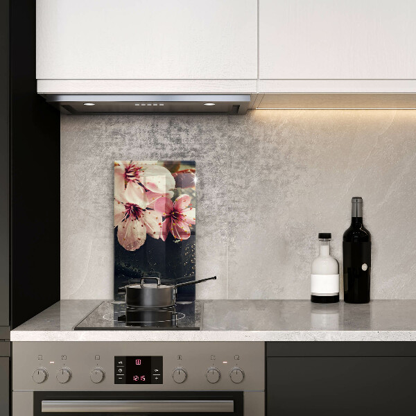 Osłona na ścianę w kuchni Kwiaty kamienie zen