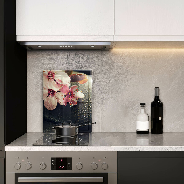 Osłona na ścianę w kuchni Kwiaty kamienie zen